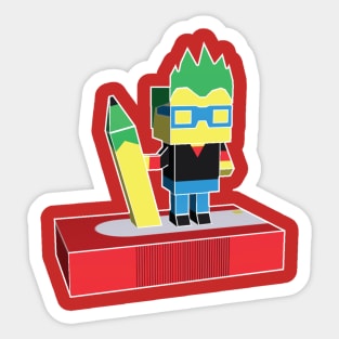 Polygonal Artist Holding a Pencil Sticker